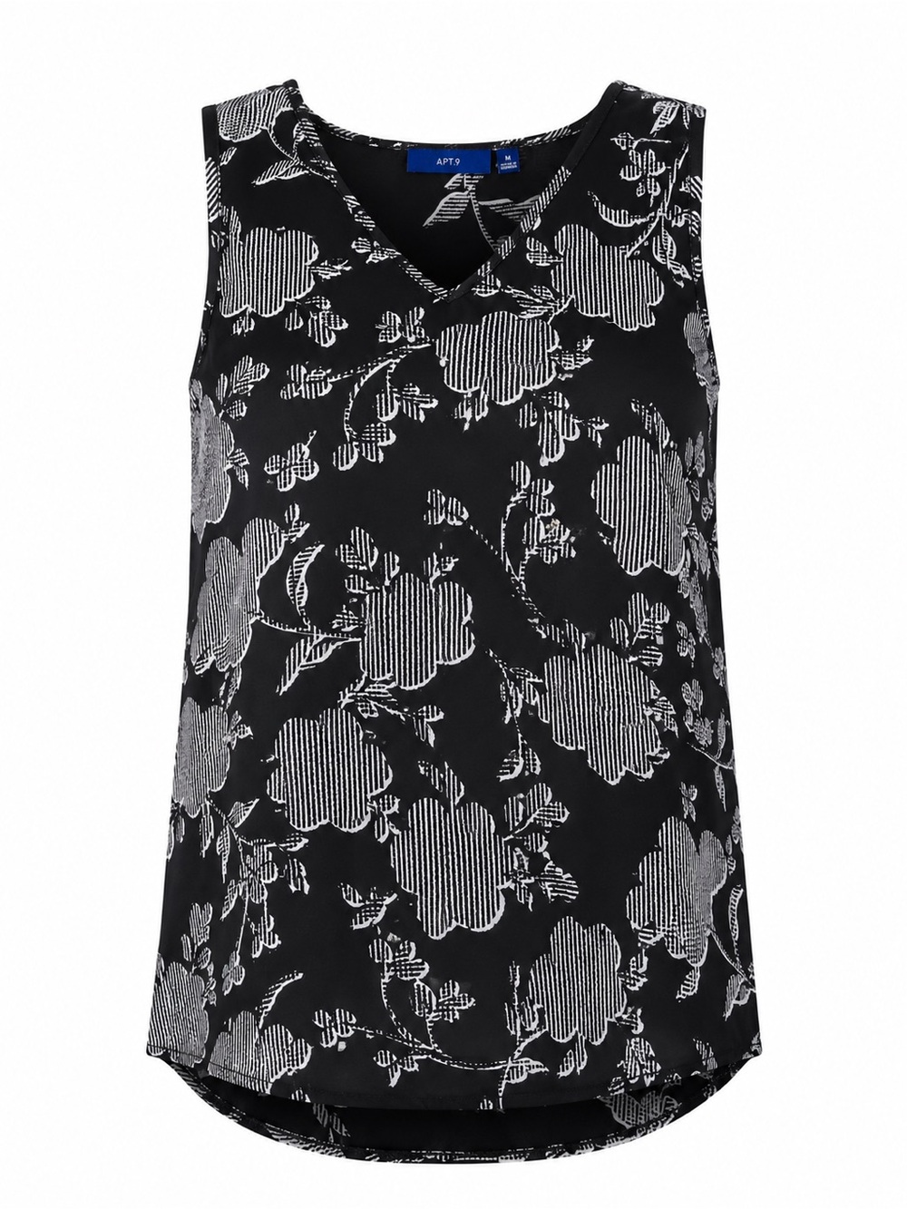 APT. 9 | Black/White Floral Sleeveless Blouse Tank Top Office Career | Size: M